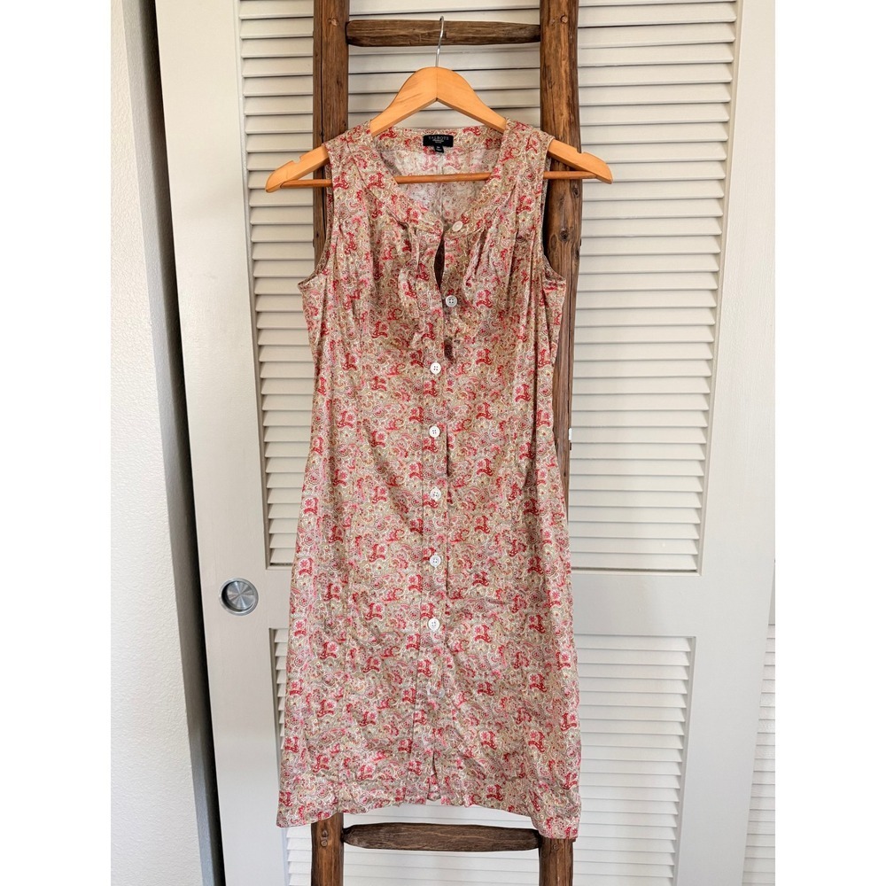 Vintage Talbots Petites Floral Print Sleeveless Button Front Dress‎ 2P 00'S